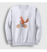 Presmono Unisex Beyaz Bicycle Fox Tilki Sweatshirt 367443tt (Beyaz)
