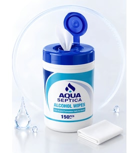 aquaseptica %70 Alkollü Mendil 150 Adet 14x16 cm Gündelik Hijyen Mendili Alkol Pedleri Çok Amaçlı Steril Telefon Klavye Ekarn Cilt Temizleme Mendili Swap