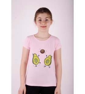 Toontoy Kız Çocuk Avakado Baskılı Tişört (Pembe)