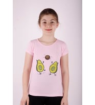 Toontoy Kız Çocuk Avakado Baskılı Tişört (Pembe)