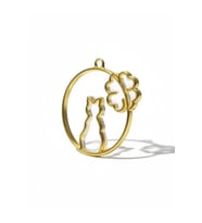 3.5 cm Daire Kedi-Yonca Gold Zamak Kolye Ucu Epoksi ve Takı Yapımına Uygun(5Adet)