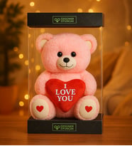 PABABO Premium Kutu İçerisisnde Kalpli (I Love You) Yazılı Peluş Ayıcık - Romantik Sevgiliye Hediye (Pembe)