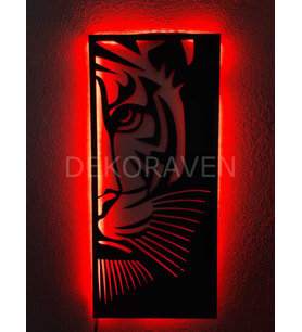 Kaplan Led Işıklı Tablo (Kırmızı)