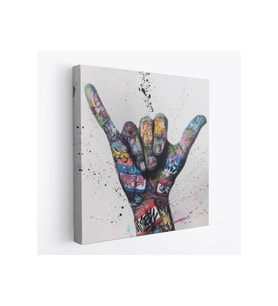 Banksy Tarzı Hands Victory Jest Graffiti Kanvas Tablo-5340