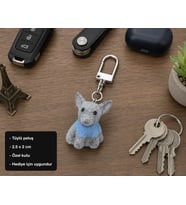 Sevimli Gri Köpek Charm Anahtarlık Peluş Figür Hediye Çanta Aksesuarı