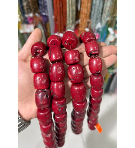 Mercan Doğal Taş Parlak Kırmızı Silindir 25x25mm Dizi