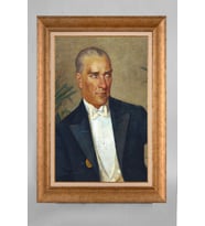 Altın Varaklı Paspartulu Çerçeveli Atatürk Tablo nt648
