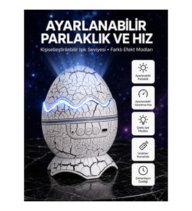 Mey İthalat® Dinozor Yumurtası Tasarımlı Projektörlü Gece Lambası