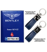 Plakanıza Özel Bentley Logolu Lacivert Ruhsat Kabı ve Anahtarlık