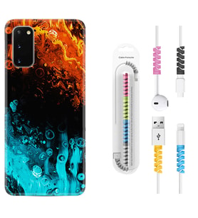 Samsung A02S A03S A10 A12 A13 A21S A22 Kılıf Kablo Koruma Spiral Silikon Orange Blue Color 1665