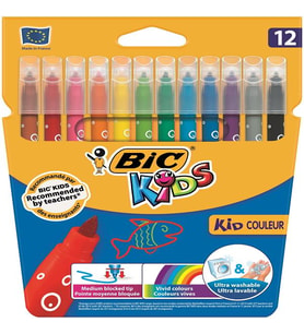 Bic Keçeli Boya Kalemi Kids Couleur Yıkanabilir 12 Renk 920293 (Siyah)