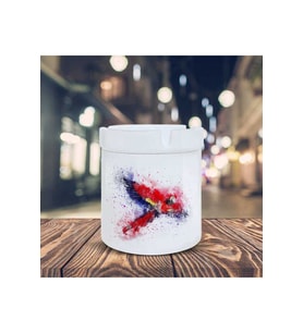 Kırmızı Macaw Papağanı Baskılı Küllük Kül Tablası-3660652