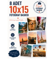 8 Adet 10x15 Fotoğraf Baskısı-Kendin Tasarla Baskı - Kişiye Özel Fotoğraf, Poster Baskı - 250 GSM Fotoğraf Kağıdına Baskı