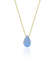 Doğal Blue Topaz Damla Kolye 