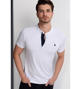 T8560 DEWBERRY T-SHIRT-BEYAZ