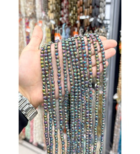 Hematit Taşı Küre Kesim Parlak Gökkuşağı 7x7mm Doğal Taş Dizi