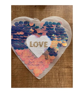 21X24 CM PUL PAYETLİ LOVE YAZILI APLİKE ARMA YAMA BOY