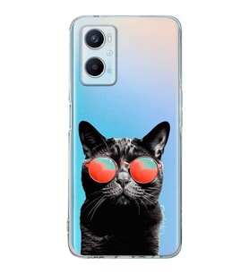 PrintiFy Oppo A96  ile Uyumlu 1mm Slim Fit Kedi 3 050d Baskılı Şeffaf  Kılıf