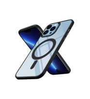 Apple iPhone 12 Pro Uyumlu Kılıf Wireless Şarj Özellikli Zore Krom M-safe Silikon Kapak (Siyah)