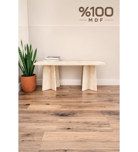 Dikdörtgen Salon Yemek Masası Mantar Ayak - 36mm Kalın Kenarlı 160x90-Traverten