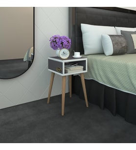 Kenzlife komodin ragnarok gri komidin 49*29*29 ahşap ayaklı (Karışık)