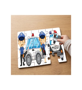 Polisler - Polis Arabaları Tasarımlı 24 Parça Ahşap Çocuk Puzzle MPK1159