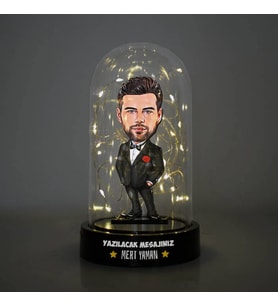 Damat Karikatürlü Işıklı Fanus Biblo