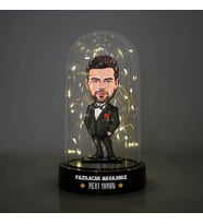 Damat Karikatürlü Işıklı Fanus Biblo