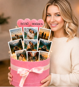 Kişiye Özel 8 Fotoğraflı İyi ki Doğdun Tasarımlı Fotoğraf Buketi