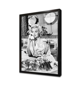 Siyah Beyaz Marilyn Monroe Çerçeveli Cam Tablo