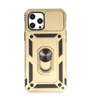 iPhone 12 Pro Max Kılıf Pars Lens Yüzüklü Silikon - Gold