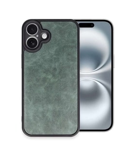 iPhone 16 Plus Kılıf Aras Deri Kapak - Koyu Yeşil