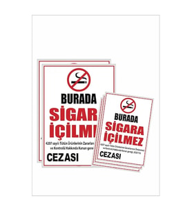 Sigara İçilmez Uyarı Levhası Pvc Kaplı 5 Adet 2 Adet Büyük 30x40