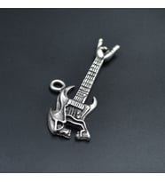 Kuru Kafa Elektro Gitar Kolye Ucu - Antik Gümüş Kaplama - Kod:143