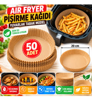 Mey İthalat® 50 Adet Air Fryer Pişirme Kağıdı Tek Kullanımlık Hava Fritöz Yağ Geçirmez Yapışmaz Tabak Model