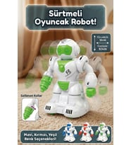 Sürtmeli Bas Git Oyuncak Robot - Yeşil Hareketli Kollu Eğitici Bebek Ve Çocuk Oyuncağı 12 cm