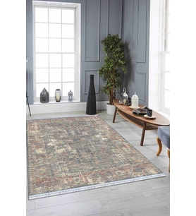 Çok Renkli Vintage Dokuma Pamuk Taban Kaymaz Kilim KLM348