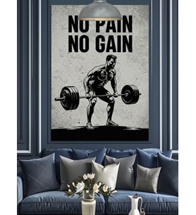 No Pain No Gain Yazılı Fitness Gym Motivasyon Dekoratif Kanvas - Mdf Ahşap Tablo