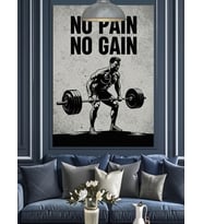 No Pain No Gain Yazılı Fitness Gym Motivasyon Dekoratif Kanvas - Mdf Ahşap Tablo