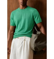 Erkek Bisiklet Yaka Kısa Kollu İnce Triko Slim Fit Günlük Şık Triko T-Shirt