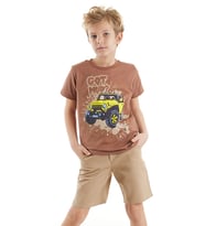 Jeep Mood Erkek Çocuk T-shirt Gabardin Şort Takım (Çok Renkli)