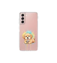 Samsung Galaxy S21 FE ile Uyumlu Splash Köpek Tasarımlı Şeffaf Silikon Kılıf