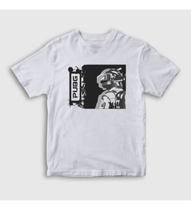 Presmono Unisex Çocuk Beyaz Helmet Pubg T-Shirt 30429tt