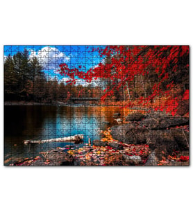 Cakapuzzle Sonbaharda Göl ve Yapraklar  Puzzle Yapboz MDF (Ahşap) (120 Parça)