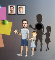 Kişiye Özel Babalar Günü Baba Kız Çocuk Karikatürlü Ahşap Magnet Model-3