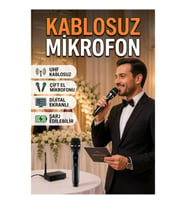 Yeni Nesil UHF Kablosuz Çift El Mikrofonu Seti – Dijital Ekranlı Şarj Edilebilir