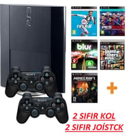 Sony Playstation 3 SÜPER SLİM + 320GB + 2 Joistick +130 OYUN (Siyah)