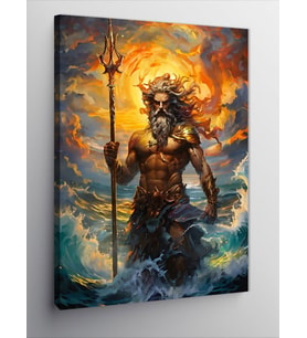 Kanvas Tablo Güneş Işığında Poseidon Ve Dalgalar