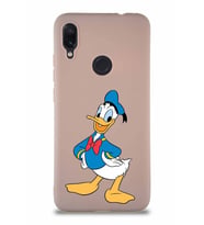Xiaomi Redmi Note 7 Pro Soft Premier Kapak Donald Duck-C Tasarımlı Silikon Kılıf - Pudra (Şeffaf)