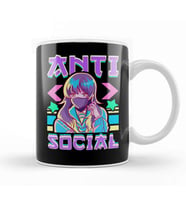 Cute Anti Social Vaporwave Anime Girl Antisocial Kupa Bardak Porselen